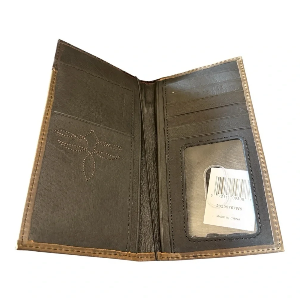 Justin Genuine Leather Rodeo Wallet – Brown with Tooled Accent
